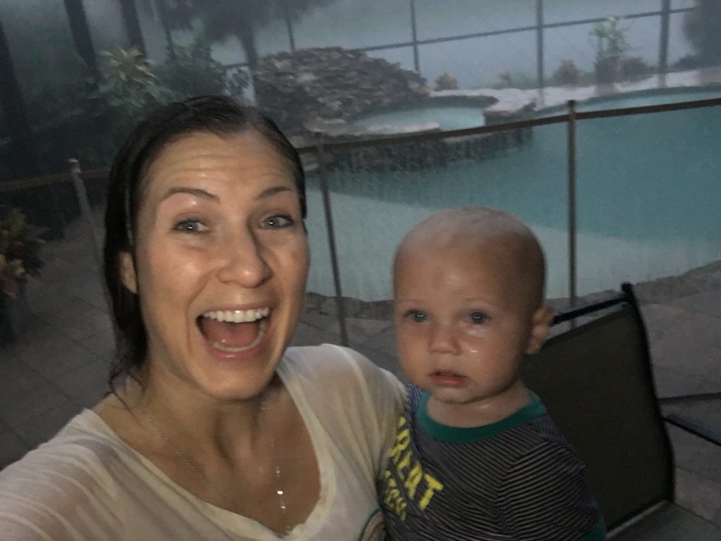 Sara and Ky in Tropical Storm Joy